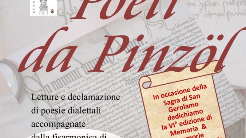 Casa della Cultura – 1 ottobre ore 21.00: “Poeti da Pinzol”