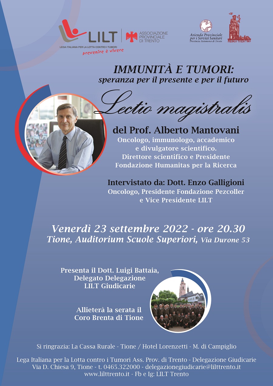 LECTIO MAGISTRALIS PROFESSOR ALBERTO MANTOVANI  – Tione, 23 settembre 2022