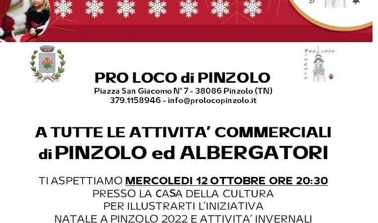 12 ottobre – Casa della Cultura ore 20.30: La Pro Loco di Pinzolo presenta “L’Inverno è Pinzolo 2022/23”