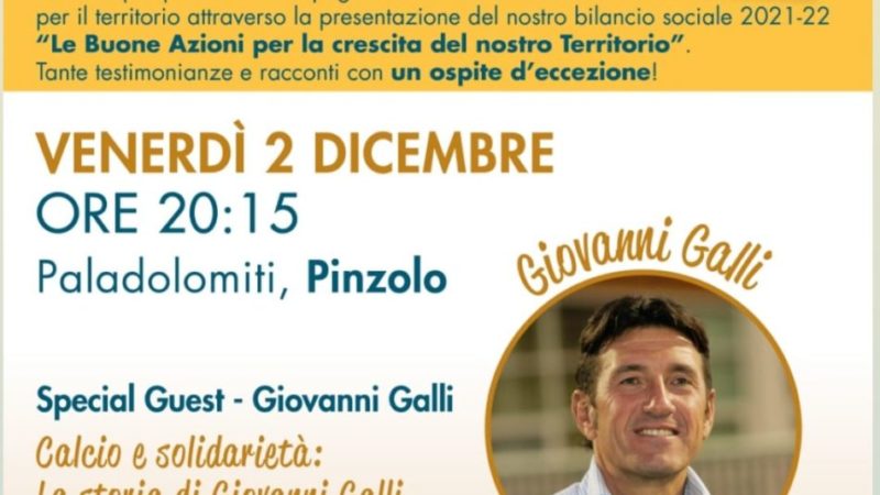 2 dicembre al Paladolomiti: Calcio e solidarietà con Giovanni Galli a “La Cassa Rurale live”