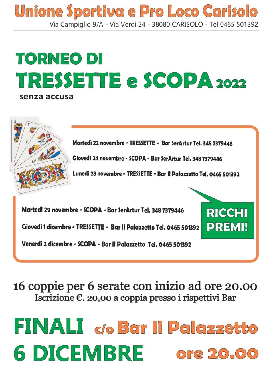 Carisolo: Torneo di tressette e scopa
