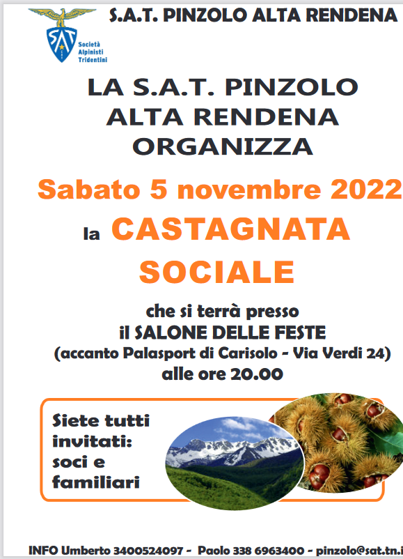 SAT Pinzolo-Alta Rendena – 5 novembre “Castagnata Sociale”