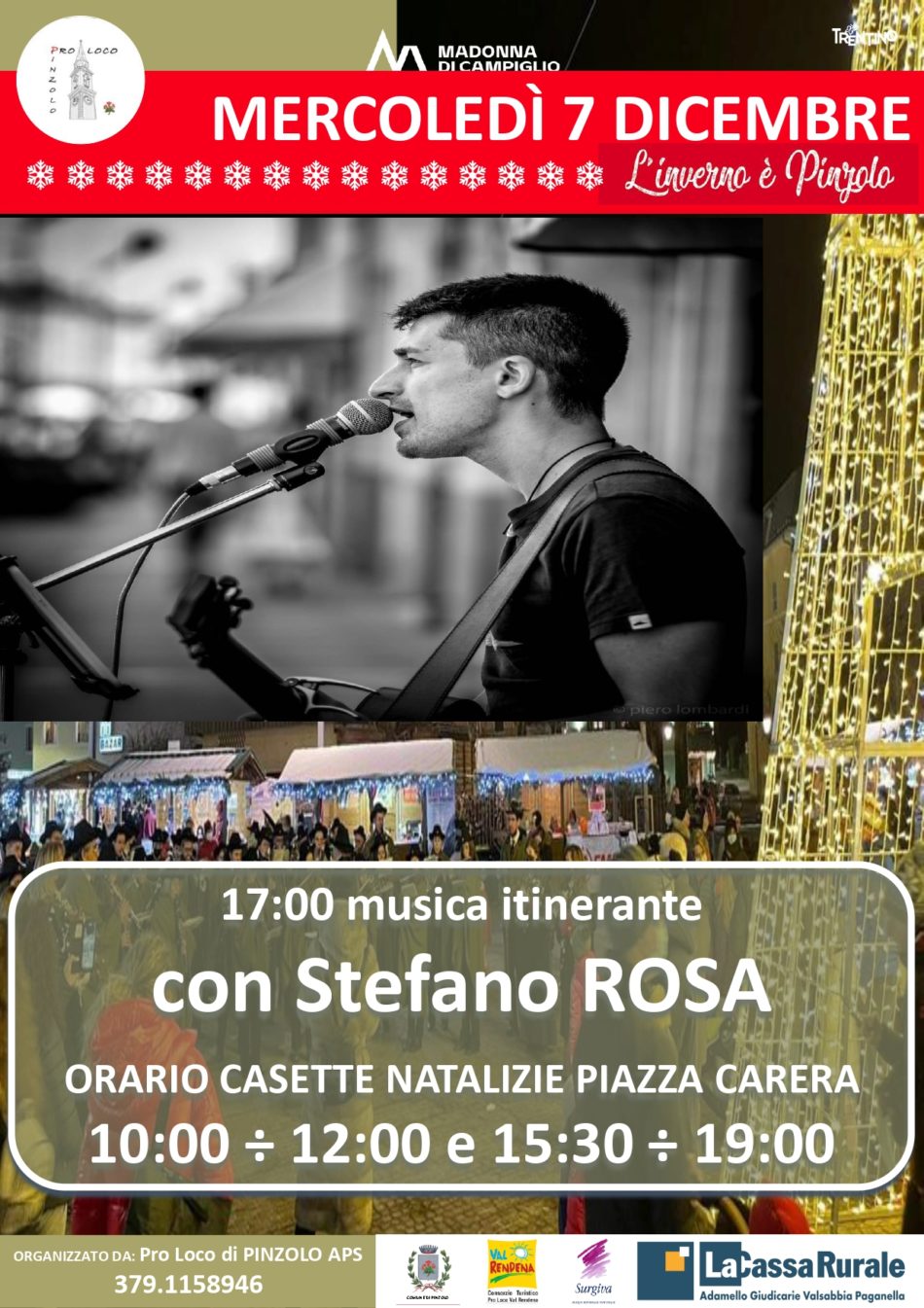 “L’Inverno è Pinzolo” – 7 dicembre ore 17:00: Musica itinerante a Pinzolo con Stefano Rosa