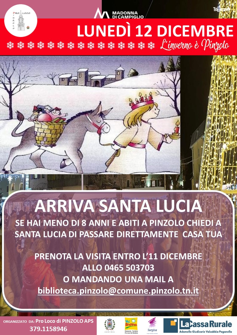 12 dicembre: Questa sera arriva Santa Lucia a Pinzolo