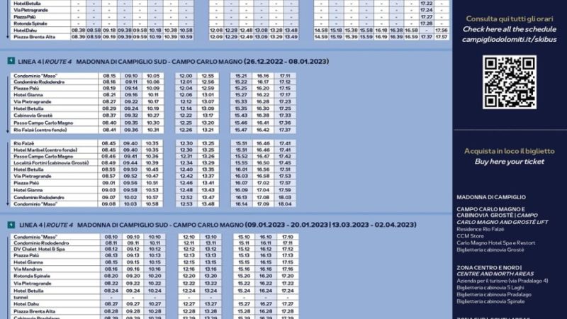 Servizio skibus Madonna di Campiglio inverno 2022/2023