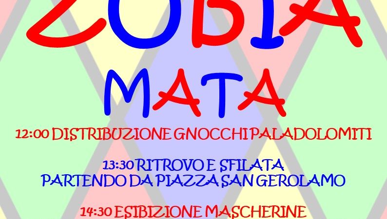 Carnevale a Pinzolo Giovedì 16 febbraio: Torna la “ZOBIA MATA”