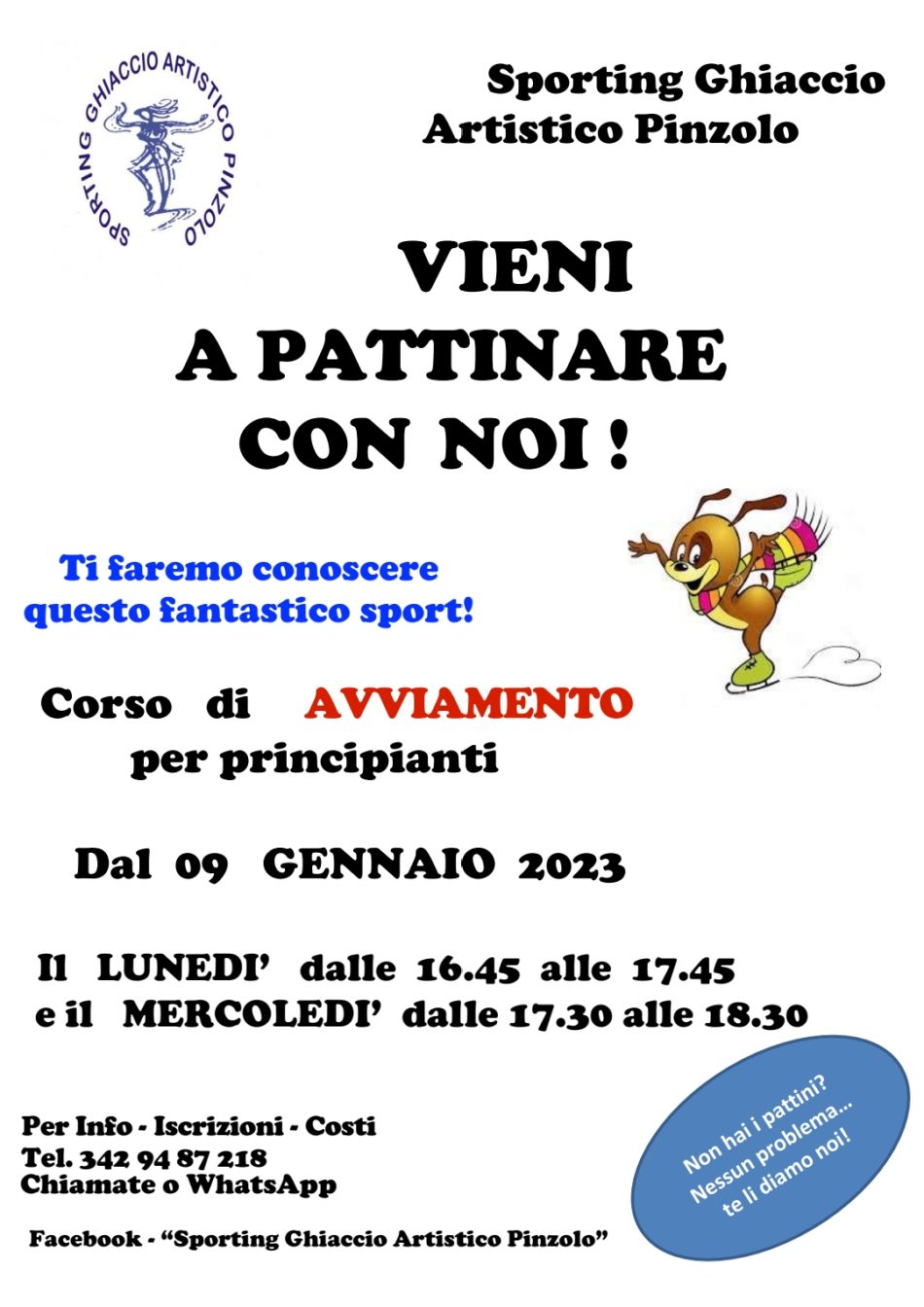 “Vieni a pattinare con noi!” – Corso di AVVIAMENTO per i principianti