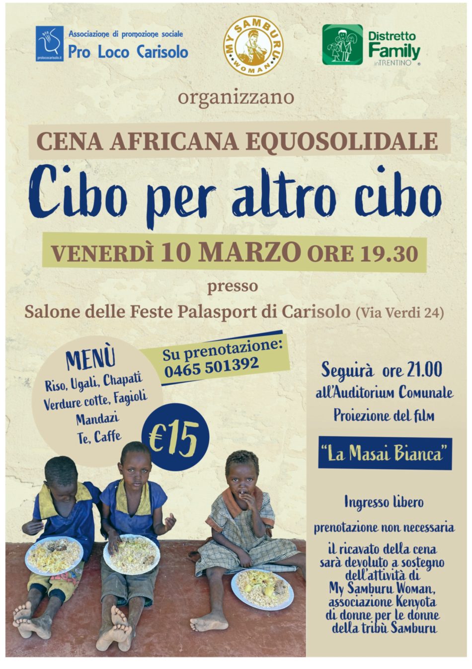 Carisolo 10 marzo: cena “Cibo per altro cibo”