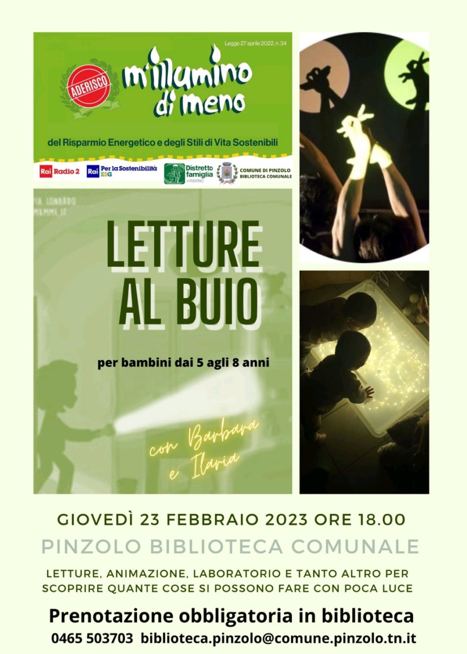 Giovedi 23 febbraio: “Letture al buio”