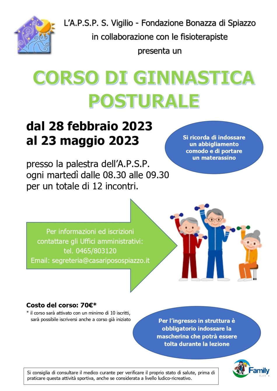 CORSO GINNASTICA POSTURALE A SPIAZZO PRESSO RSA