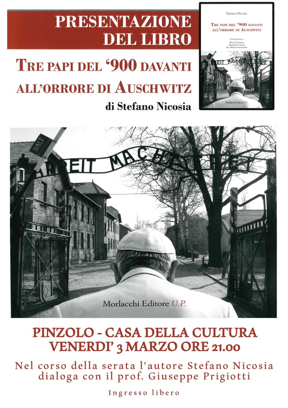 Venerdì 3 marzo ore 21:00 Pinzolo Casa della Cultura : Presentazione del libro “Tre Papi del ‘900 davanti all’orrore di Auschwitz” di Stefano Nicosia