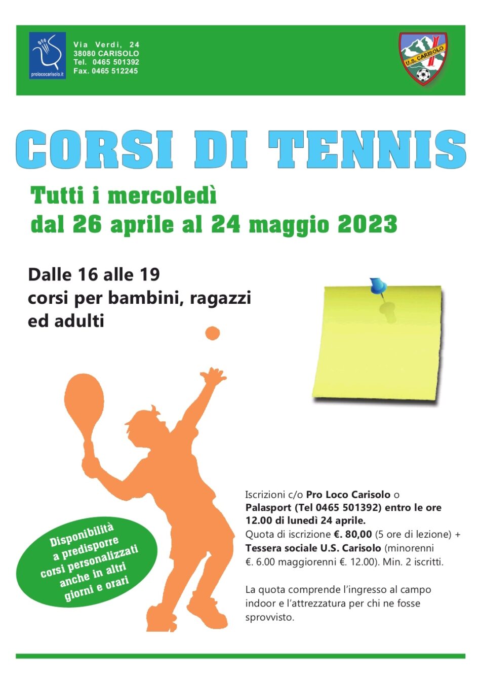 Corsi di tennis a Carisolo