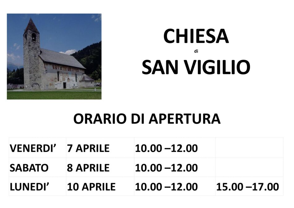 Pasqua 2023: orari di apertura della chiesa di San Vigilio a Pinzolo