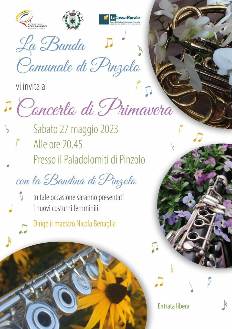 Sabato 27 maggio al Paladolomiti – La Banda Comunale di Pinzolo vi invita al “Concerto di Primavera”