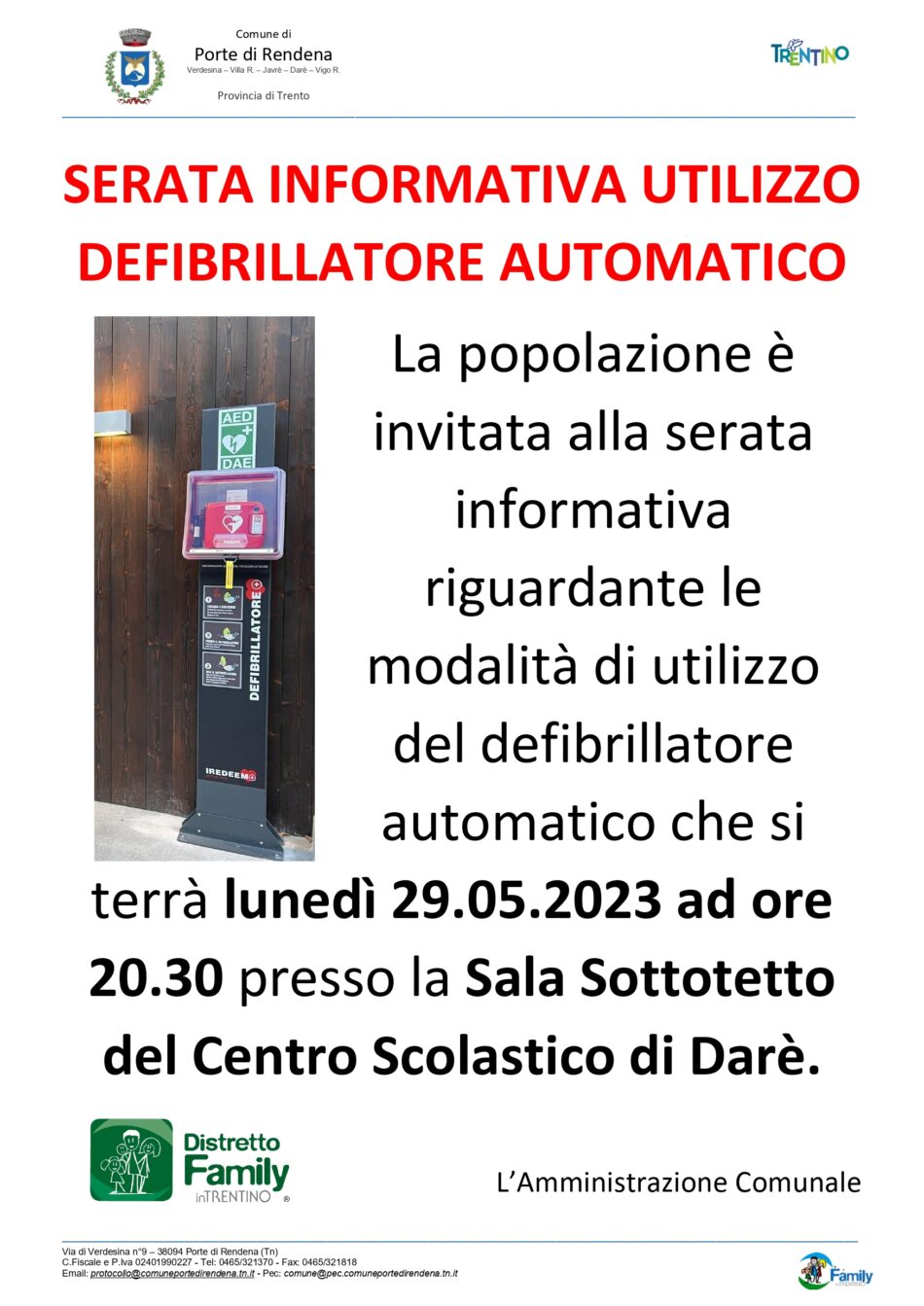 PORTE DI RENDENA – Serata sul defibrillatore