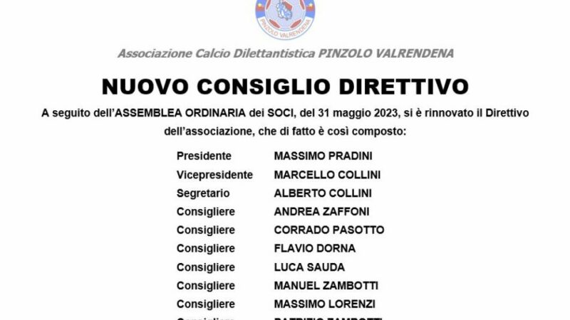 Eletto il nuovo consiglio direttivo della ACD Pinzolo ValRendena