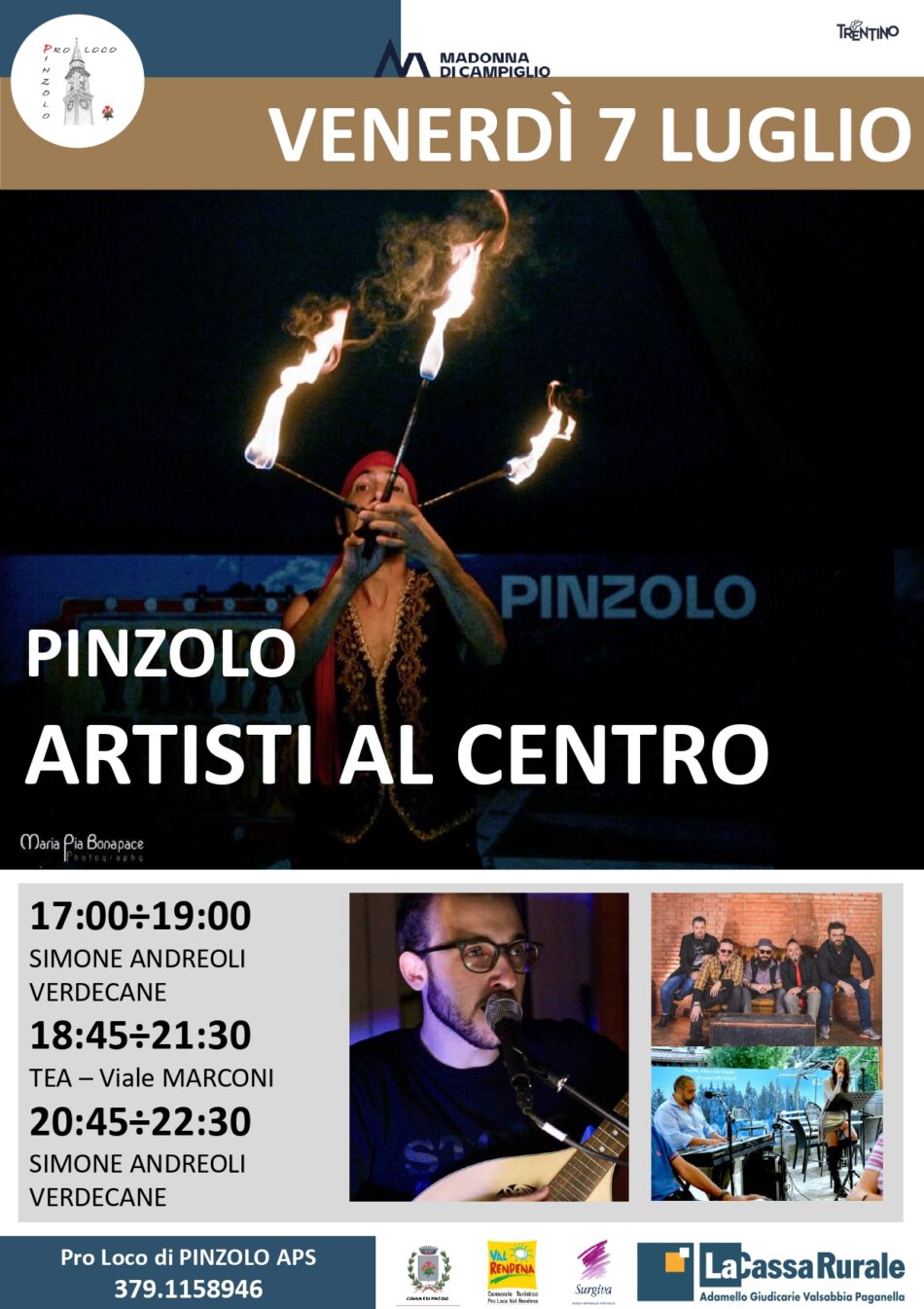 L’Estate è Pinzolo: Venerdì 7 luglio ARTISTI AL CENTRO