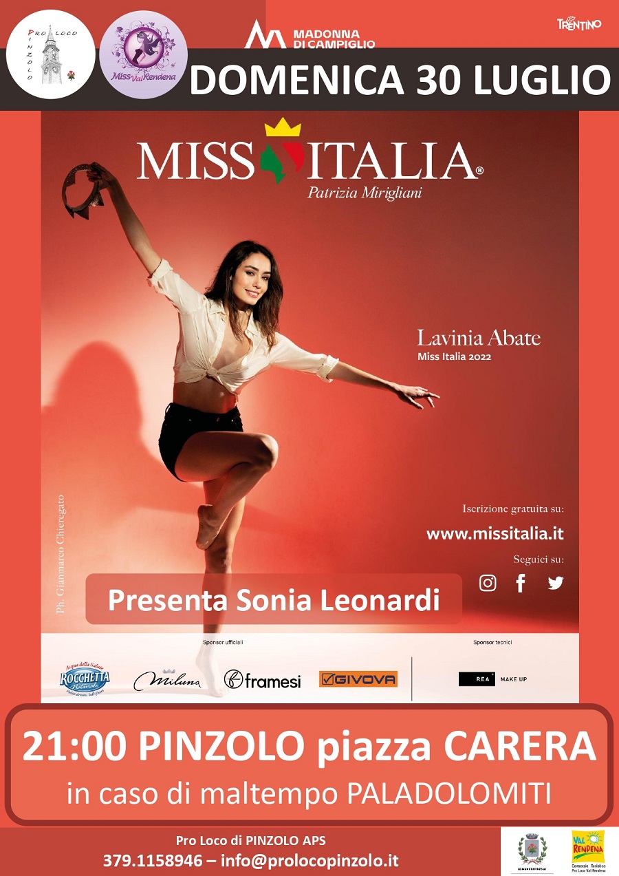 Domenica 30 luglio ore 21 – Miss Italia in piazza Carera