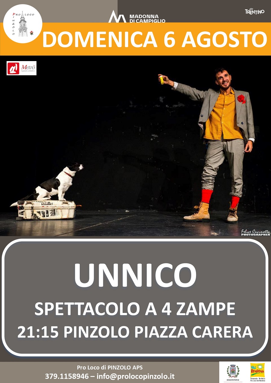 L’Estate è Pinzolo Domenica 6 agosto ore 21.15 – Spettacolo a 4 zampe in piazza Carera