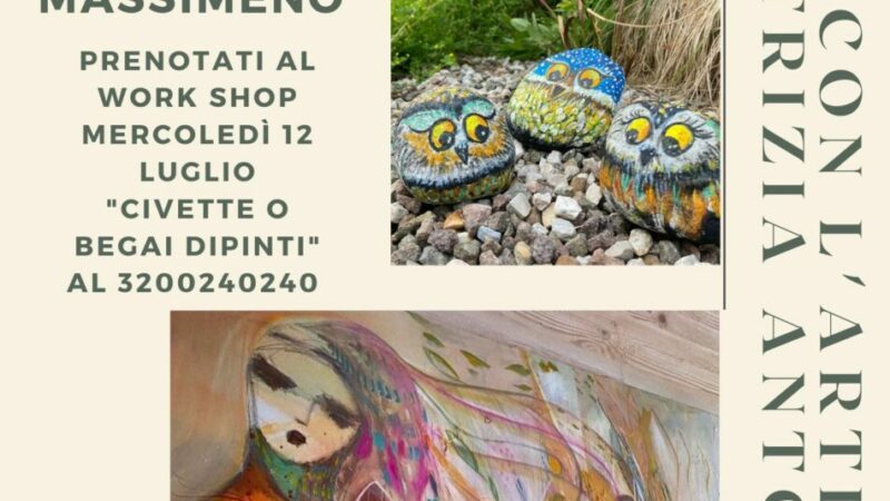 Patrizia Antoniolli con i suoi sassi a Massimeno