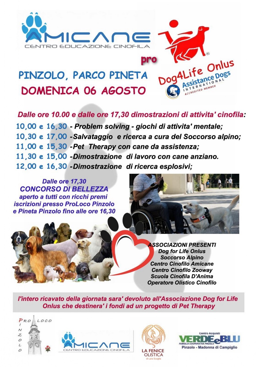 Domenica 6 agosto dalle 10 alle 17.30 alla Pineta: Dimostrazioni di attività cinofila