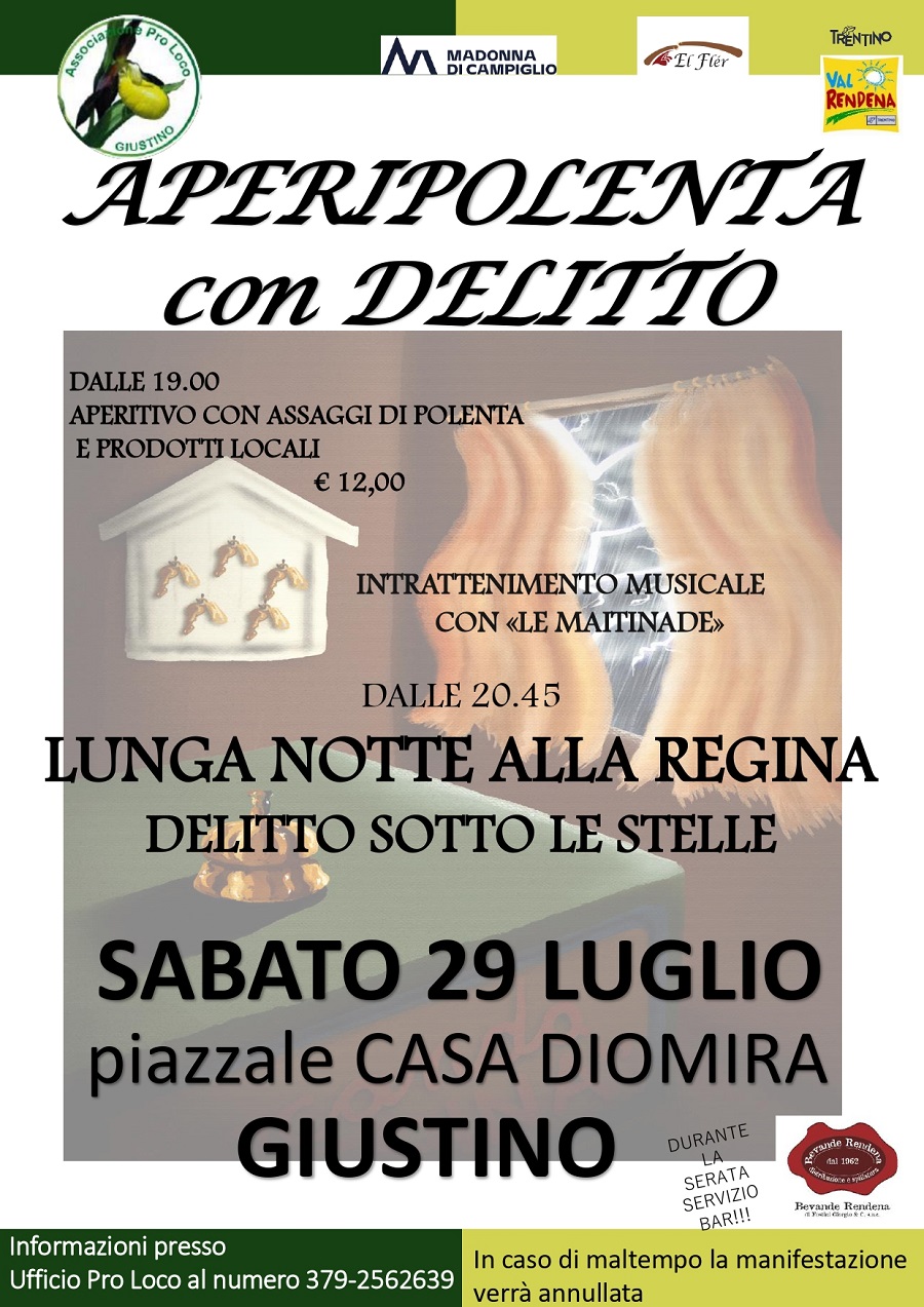 Giustino Sabato 29 luglio – Aperipolenta con delitto