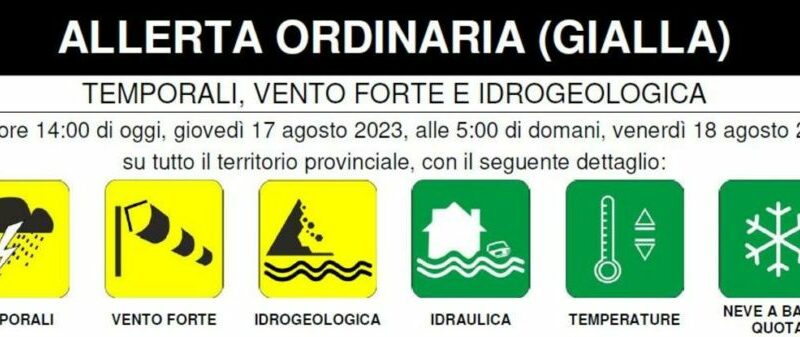 Maltempo, emesso un avviso di allerta ordinaria (gialla)