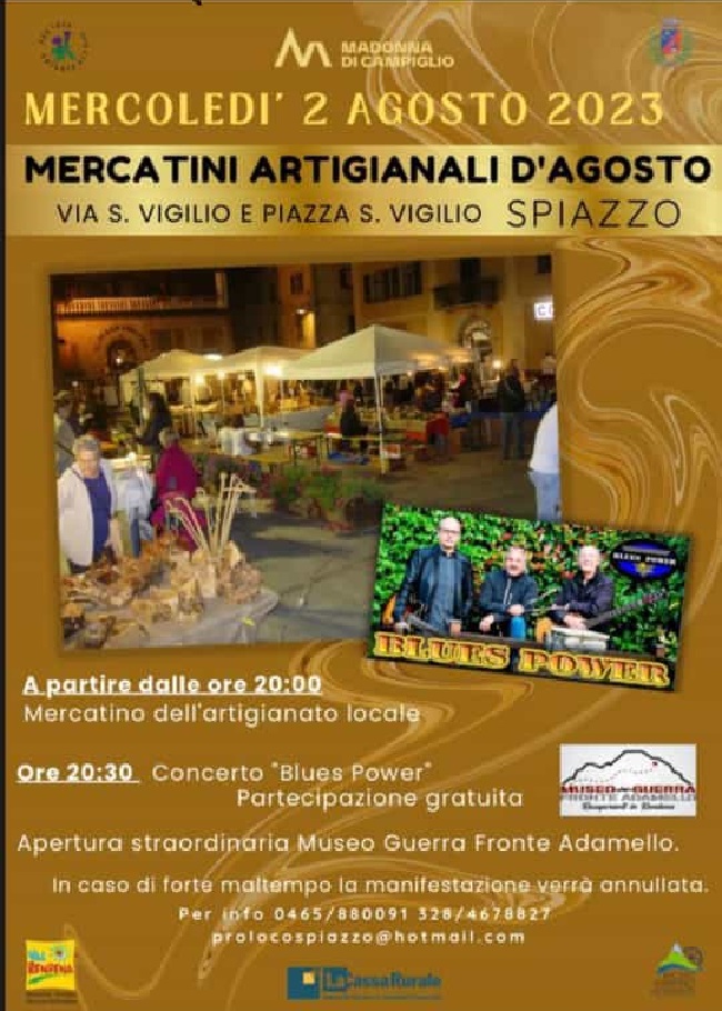 Serata di mercatini mercoledì 2 agosto a Spiazzo