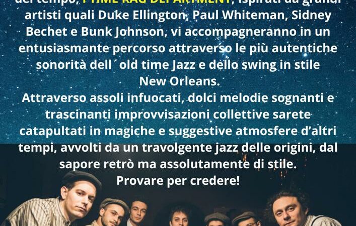 Massimeno Mercoledì 2 agosto ore 21 – “I Time Rag Department” tornano per la seconda volta a MASSIMENO