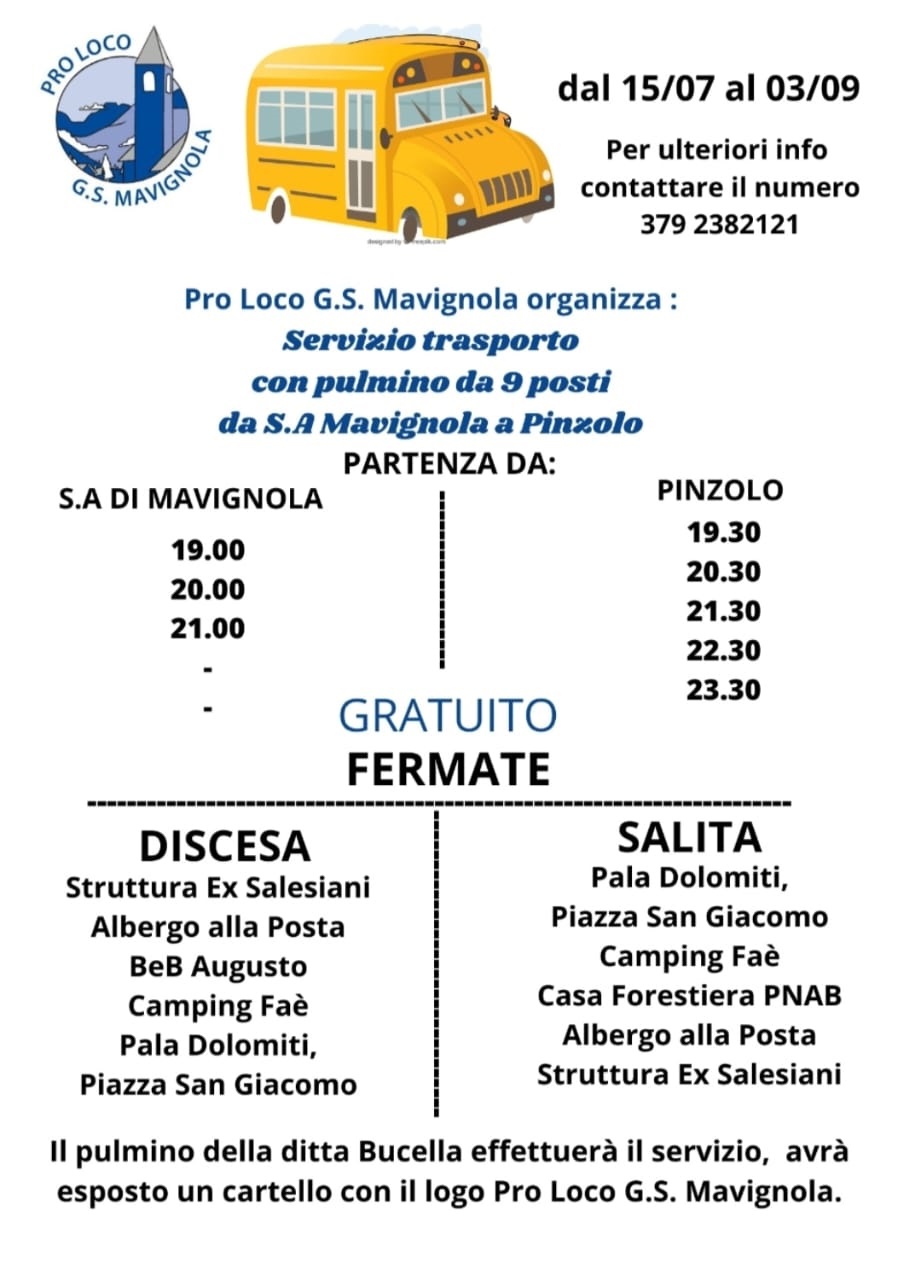 Servizio trasporto con pulmino da S.A Mavignola a Pinzolo