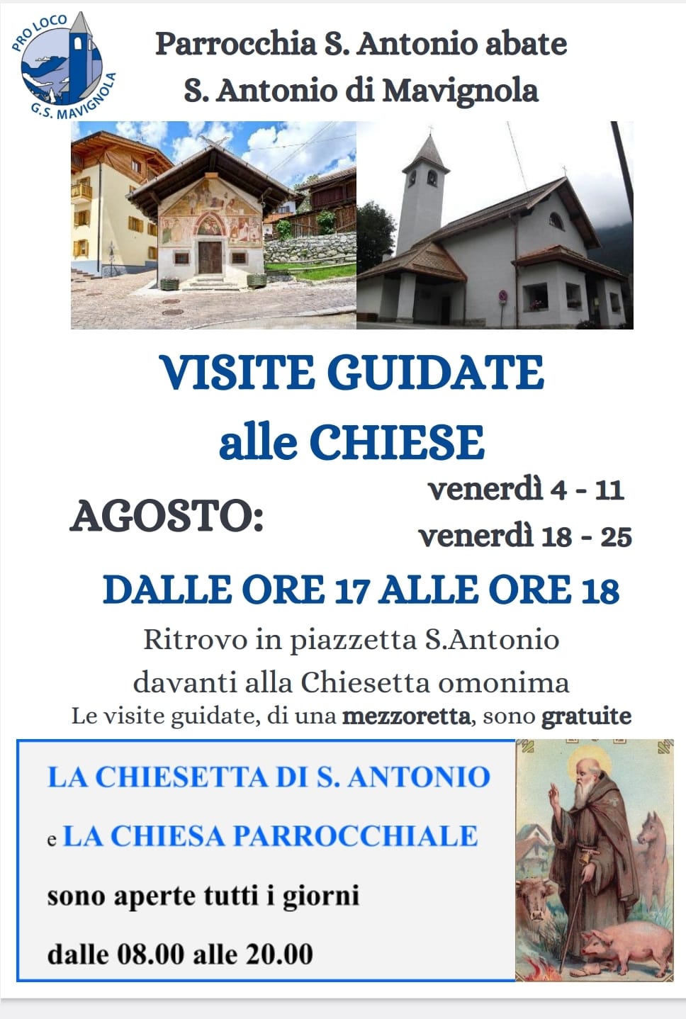 Orario visite guidate alle chiese di Sant’Antonio di Mavignola