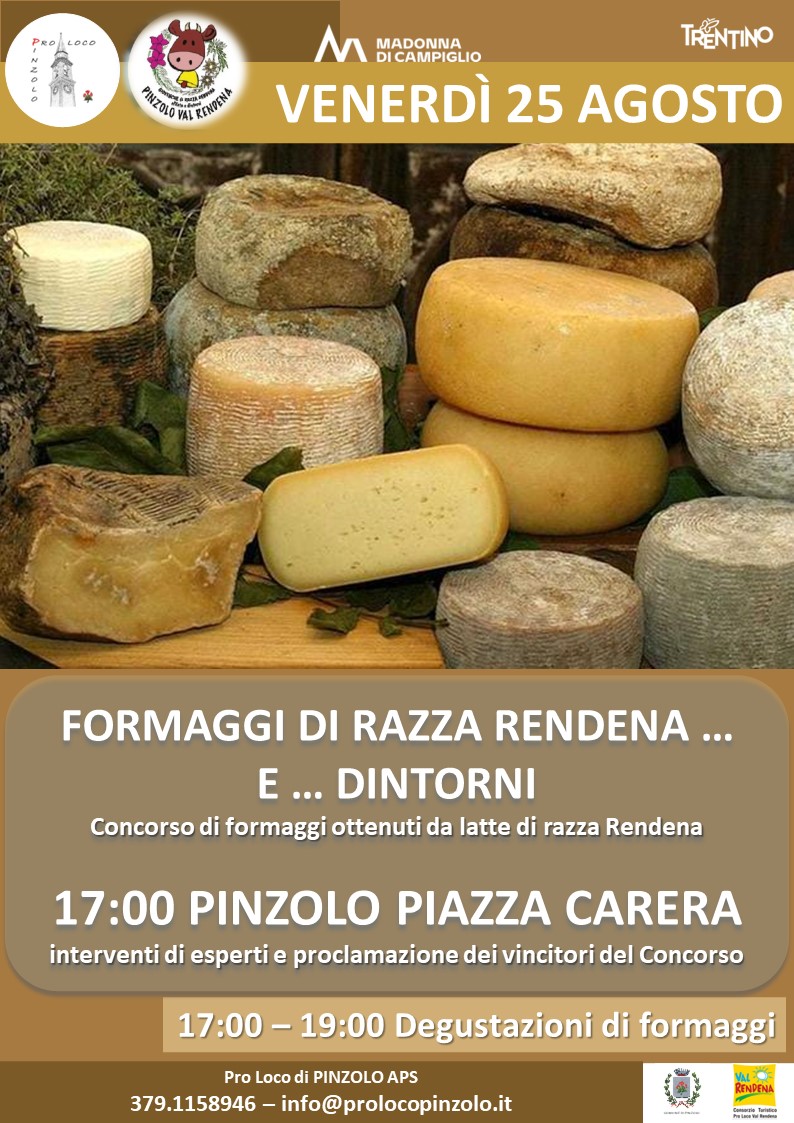 2^ edizione “Formaggi di razza Rendena. Concorso e… dintorni” Venerdì 25 agosto ore 17 in piazza Carera