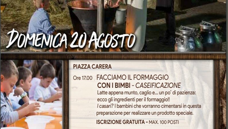 Giovenche di razza Rendena Domenica 20 agosto ore 17 – “Facciamo il formaggio coi bimbi” in piazza Carera