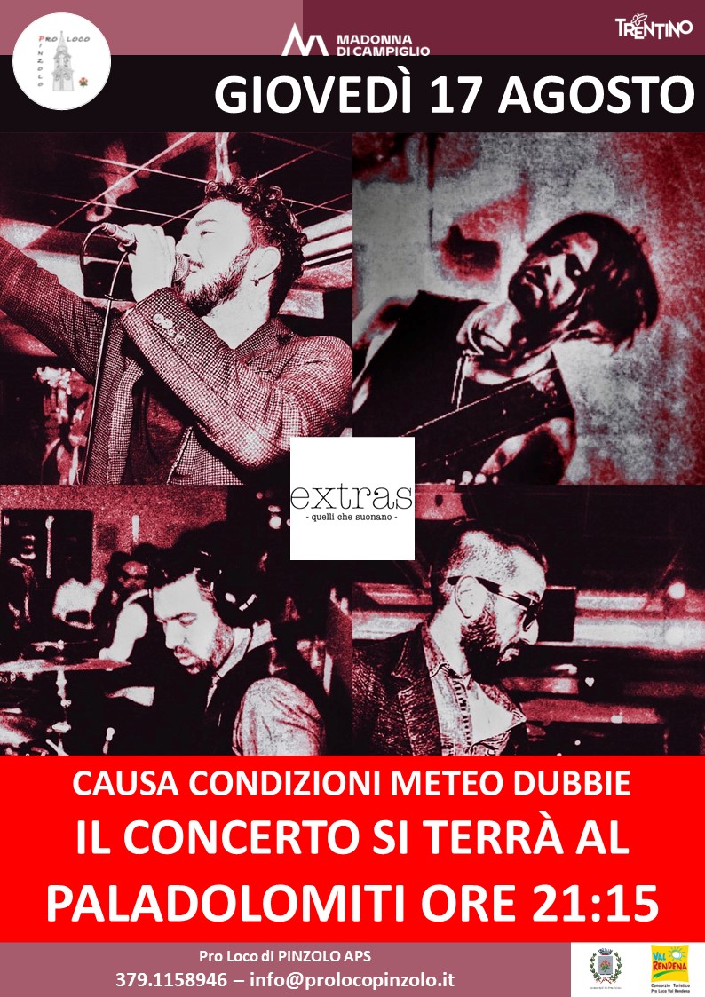 Giovedì 17 agosto ore 21.15 – Causa condizioni meteo dubbie il concerto di stasera si terrà al Paladolomiti