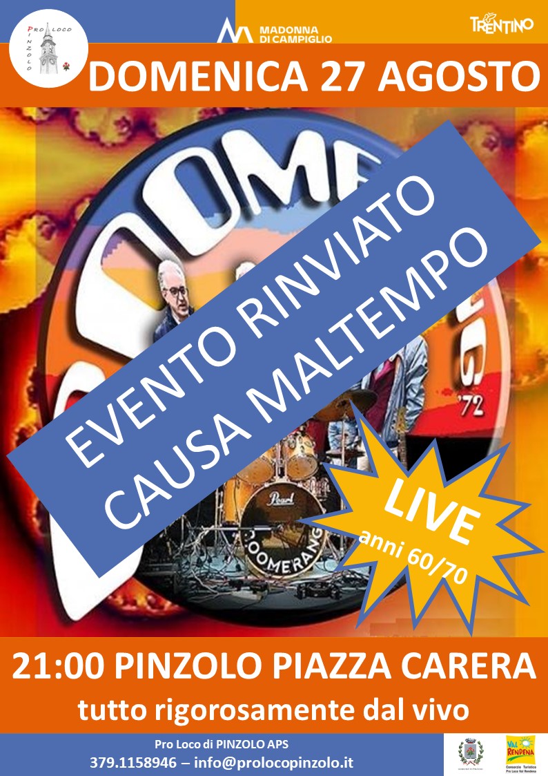 Domenica 27 agosto Piazza Carera – Evento rinviato causa maltempo