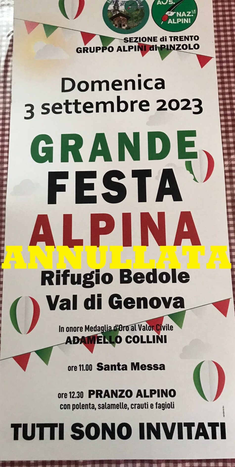 ANNULLATA la “Grande Festa Alpina” al rifugio Bedole