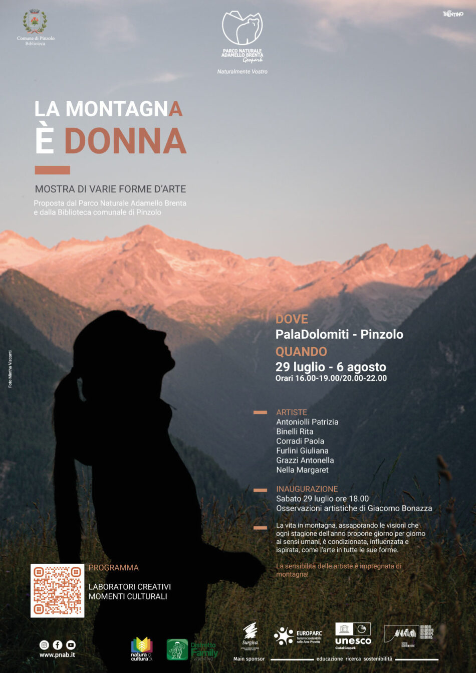 Mostra di varie forme d’arte “La Montagna è DONNA” – da Sabato 29 luglio a domenica 6 agosto presso il PalaDolomiti