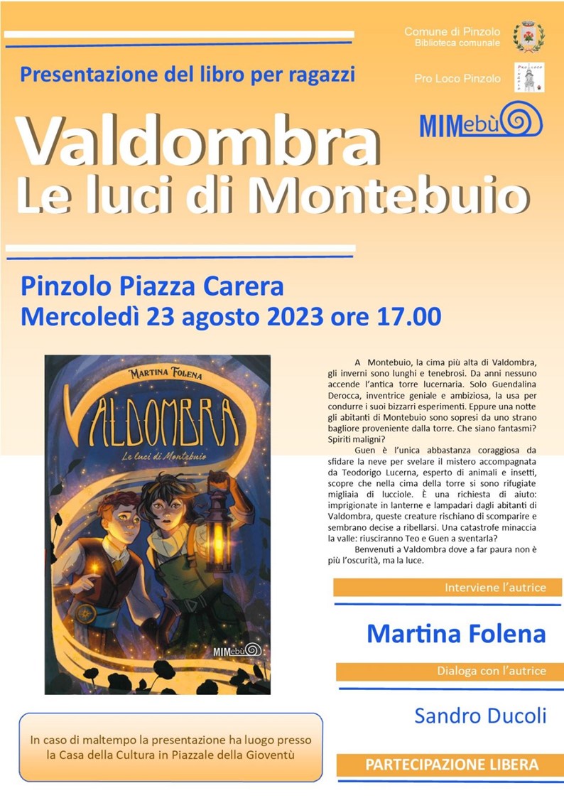 Mercoledì 23 agosto ore 17 – Presentazione del libro “Valdombra Le luci di Montebuio” in piazza Carera