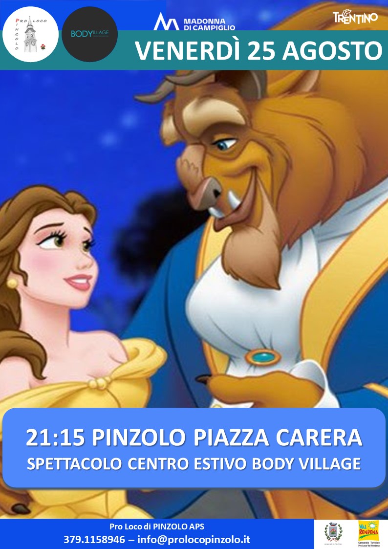 Pinzolo Venerdì 25 agosto ore 21.15 – Spettacolo Centro estivo Body Village in piazza Carera