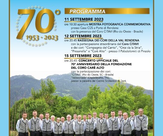 12 settembre ore 20.45 Paladolomiti: Rassegna dei Cori della Val Rendena
