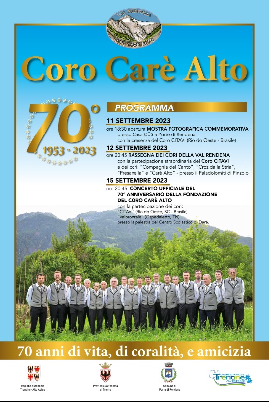 12 settembre ore 20.45 Paladolomiti: Rassegna dei Cori della Val Rendena