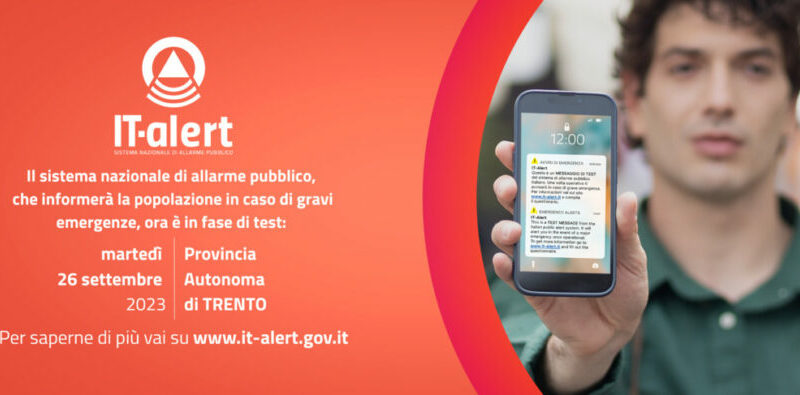 IT-alert, in Trentino il test del nuovo sistema di allarme pubblico