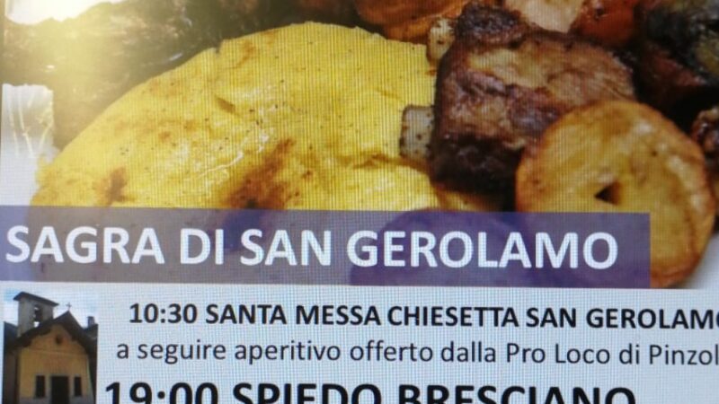 Sabato 30 settembre: torna lo spiedo di San Gerolamo. Prenotazioni entro giovedì 28