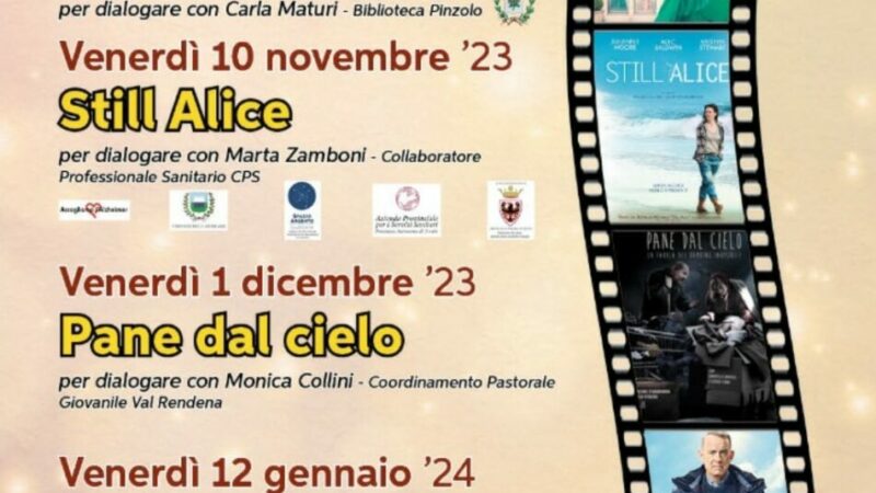 5 appuntamenti gratuiti di Cineforum presso il teatro di Giustino, il venerdì dalle 15.00 alle 17.30
