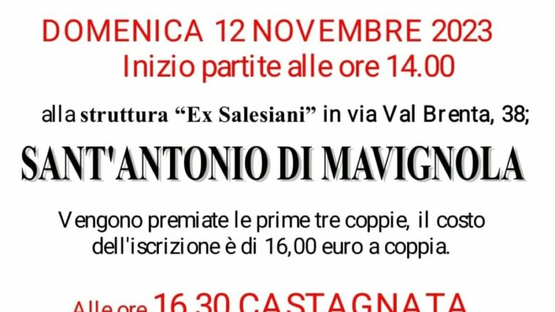 Mavignola Domenica 12 novembre: Torneo di carte “Tresette con accusa”. Alle 16.30 castagnata per tutta la popolazione