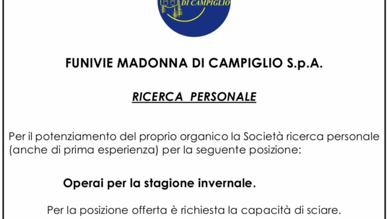 Funivie Campiglio cerca personale