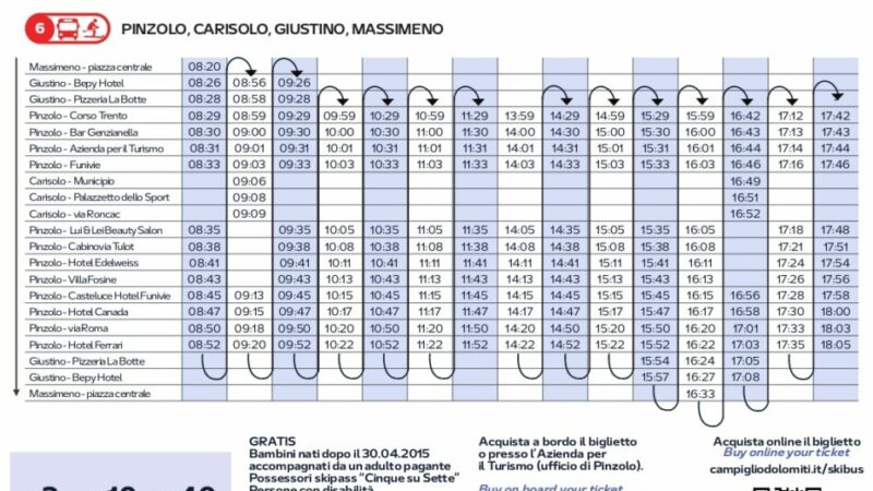 Skibus Pinzolo-Carisolo-Giustino-Massimeno inverno 2023/2024