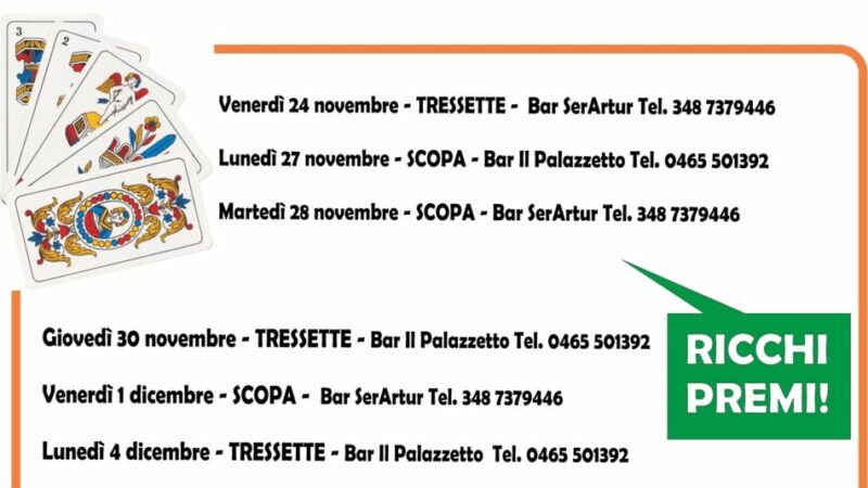 Carisolo: Torneo di tressette e scopa