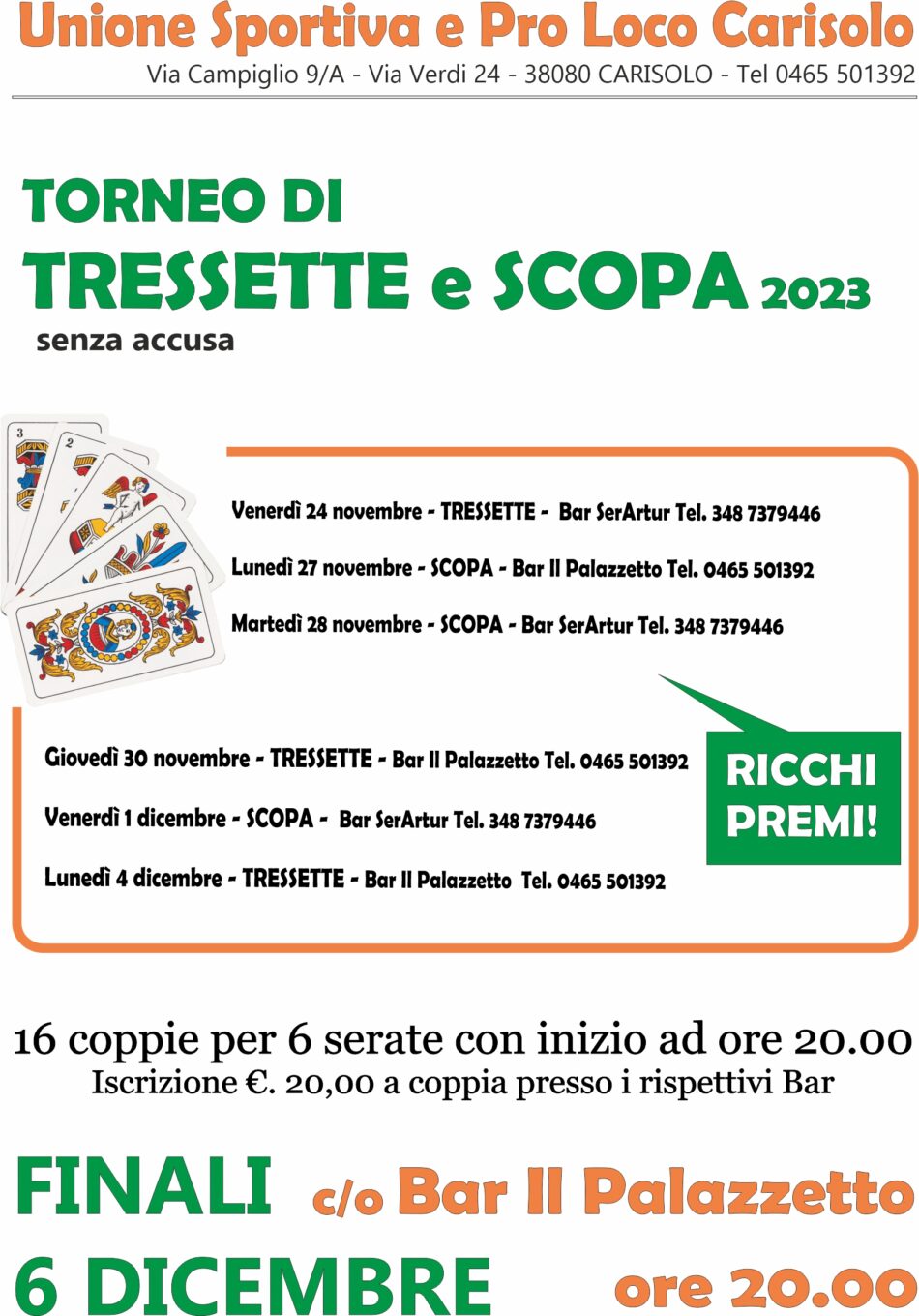 Carisolo: Torneo di tressette e scopa