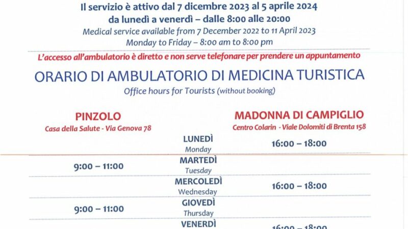 Pinzolo – Madonna di Campiglio: Servizio di Medicina turistica